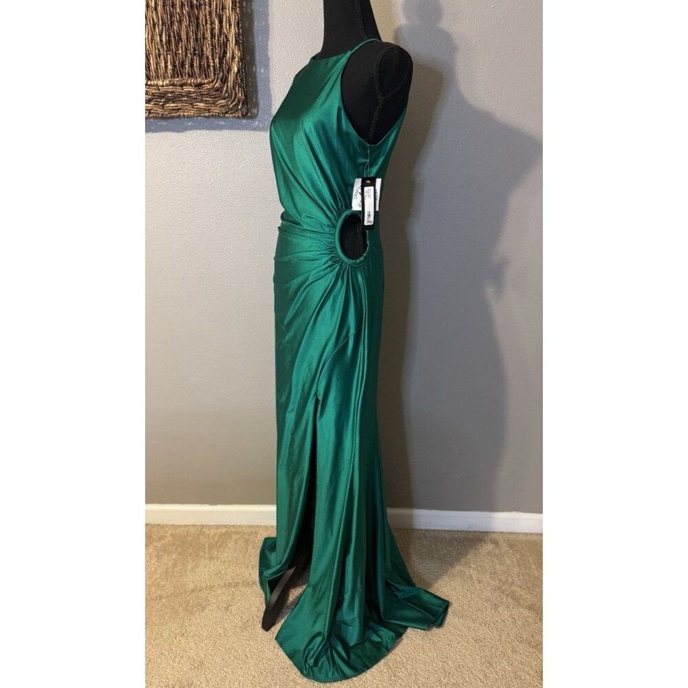 Xscape 10 Emerald Green Formal Gown Side O Waist Gala Prom Wedding Guest NEW - Picture 12 of 16
